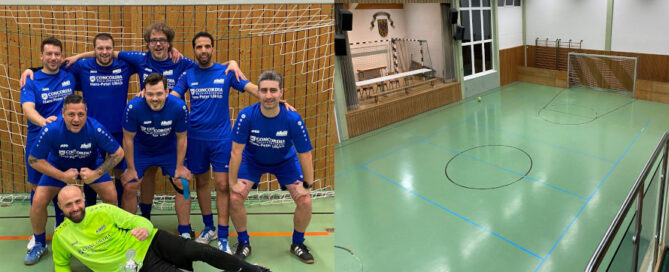 Beitragsbild geteilt mit Mannschaftsbild und Halle vom AH Turnier