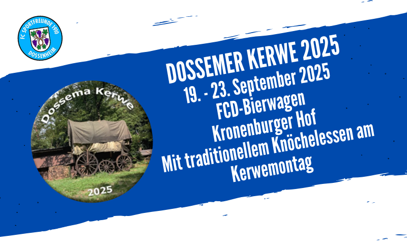 Kerwe 2025 Banner zur Dossemer Kerwe mit Kerwe-Button